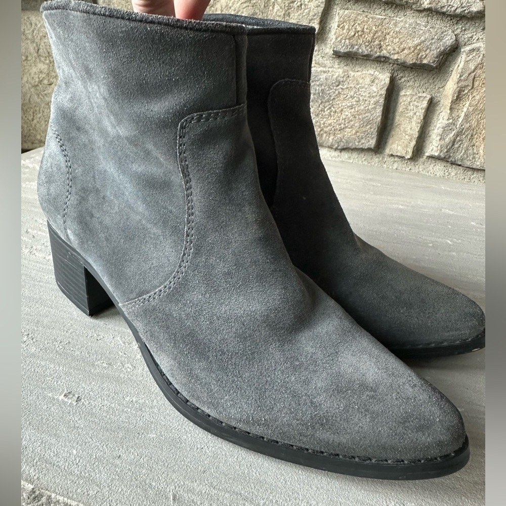 Renvy Women's Gray Suede Ankle Boots Inside‎ Zipper Closure Size 9.5